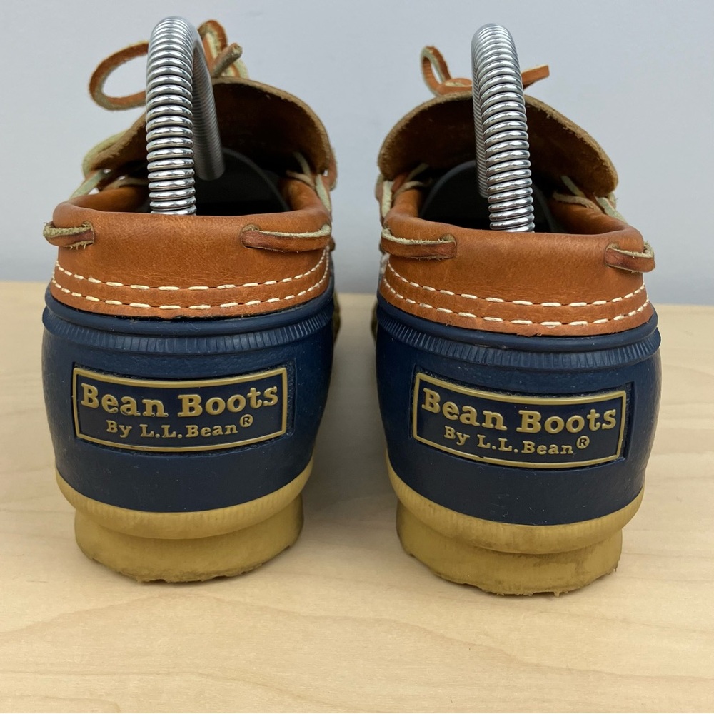 L.L. Bean Women’s Size 6.5 W+ Duck Boot Rubber Moc Brown & Navy Slip On Shoes - Picture 8 of 11
